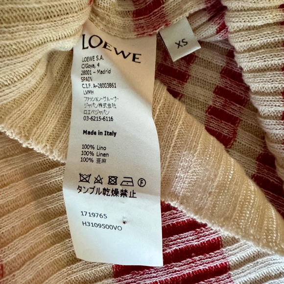 $1200 Loewe Red Cream Light Linen Sweater - Italy - Tagged XS Fits like M - READ - Picture 5 of 9